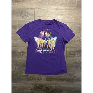 Adult M Gold Over America Tour T Shirt Simone Biles Gymnastics Double Sided